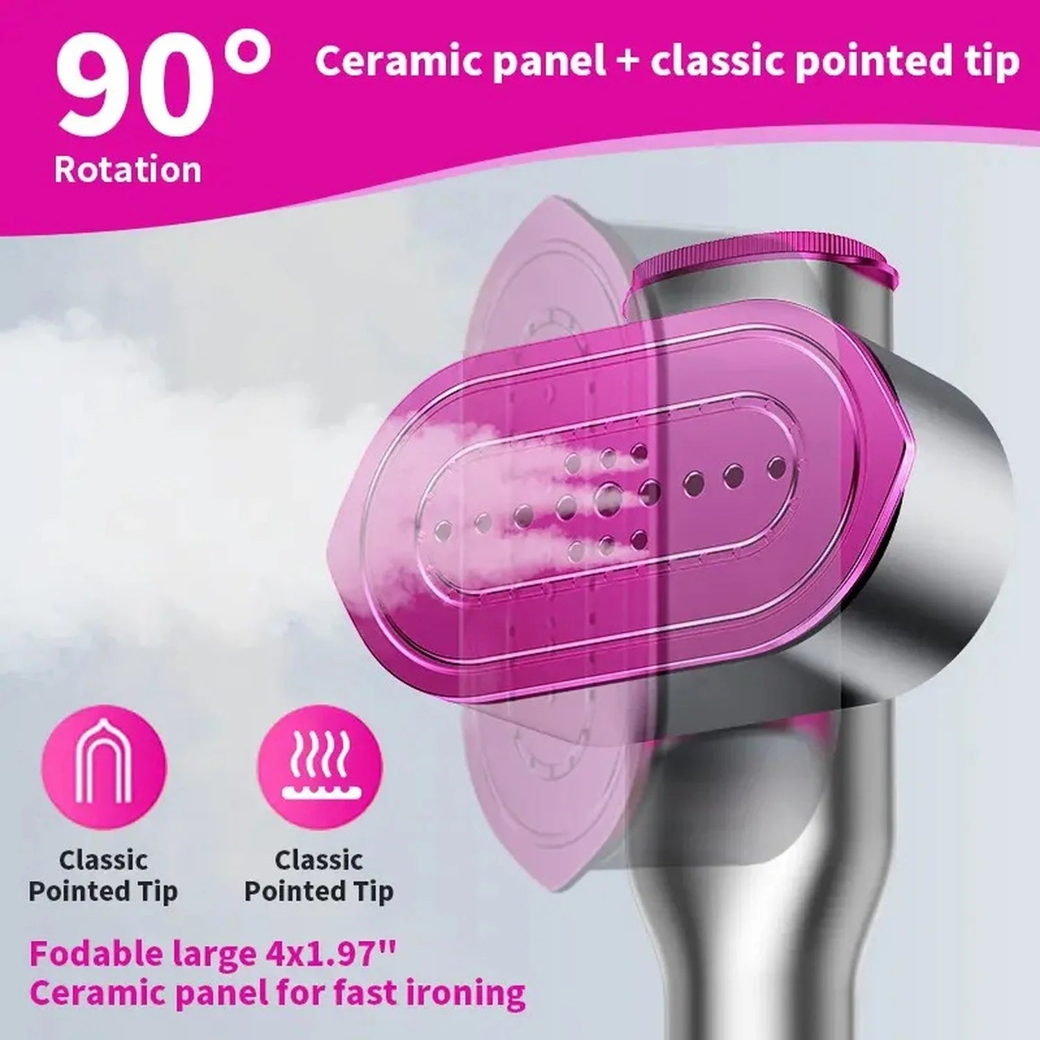 Dr Flash 7-Mode Handheld Garment Steamer, 1200W Portable Travel Steamer with LED Display and 90-Degree Rotatable Handle